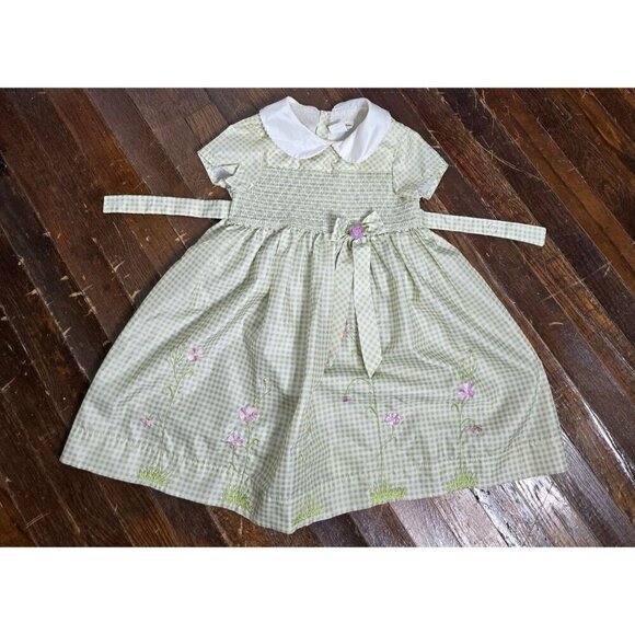 Vintage Green White Collared Neck Plaid Dress size 4 - Picture 11 of 11